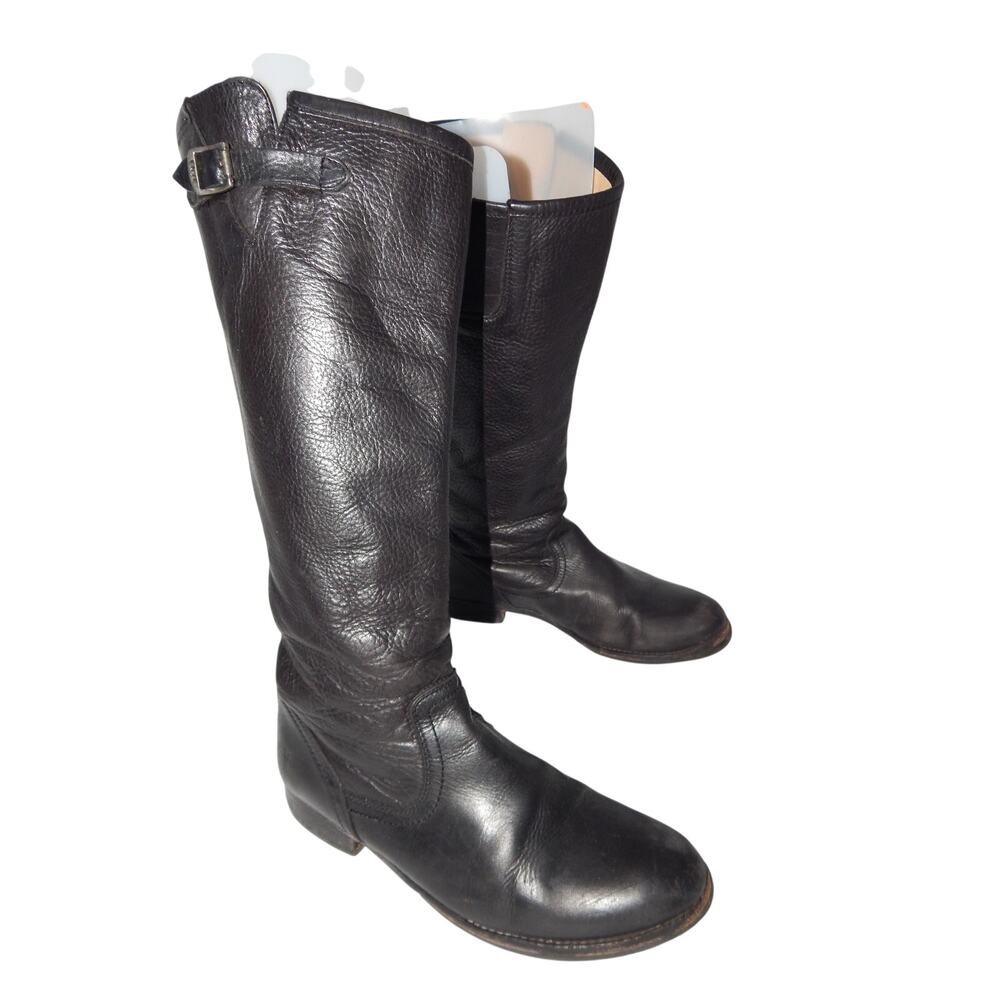 Frye Pippa 77007 Black Leather Zip Back Women's Tall BOOTS Size 9